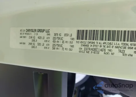 2014 Ram Promaster 1500 1500 Standard from USA, damaged, VIN 3C6TRVAG9EE114676